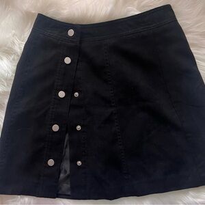 Divided Black Mini Skirt with Buttons